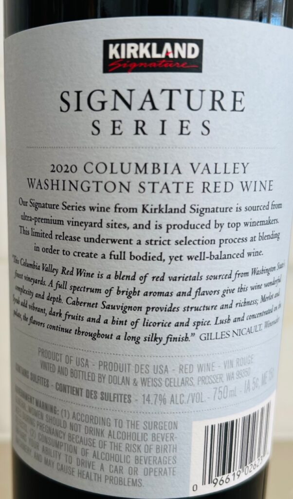 Kirkland Signature Columbia Valley Red Wine