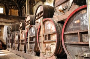 Barrels in a distillery