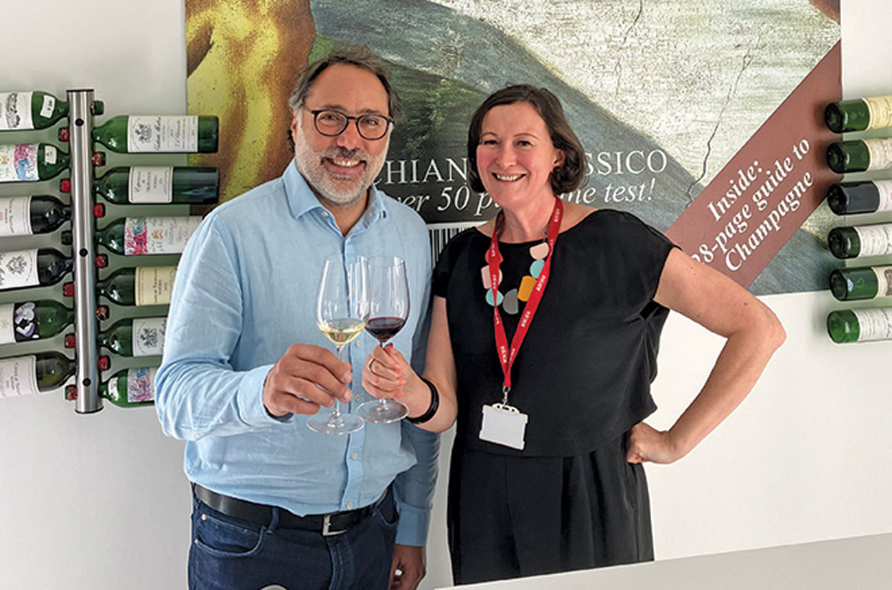 Marcelo Papa and Julie Sheppard in the Decanter tasting suite in London