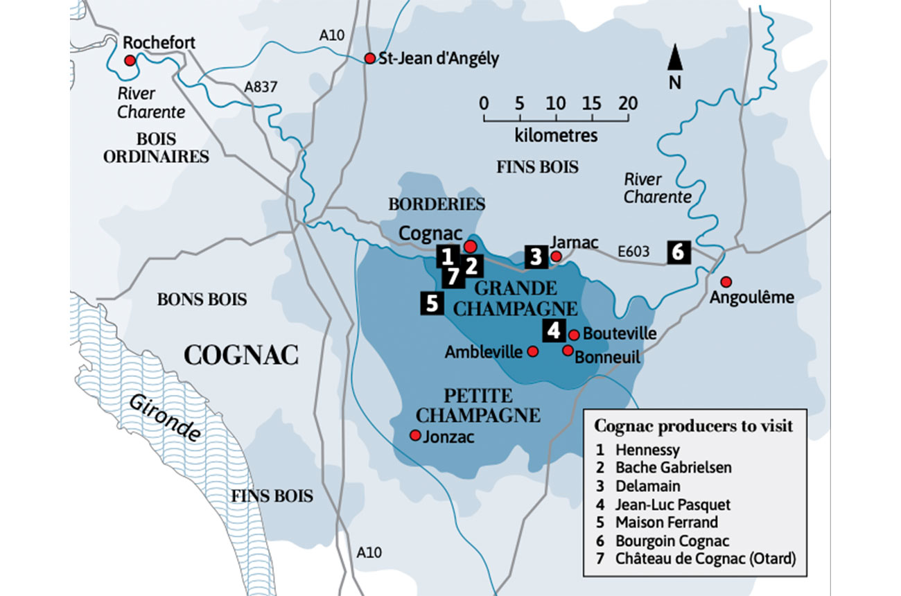 Illustrated map of Cognac