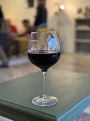 A glass of Brecciarolo Velenosi Montepulciano-Sangiovese 2020