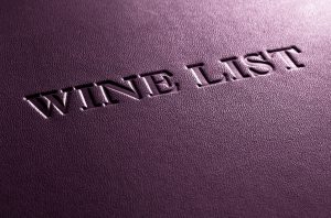 Purple cover of a restaurant wine list