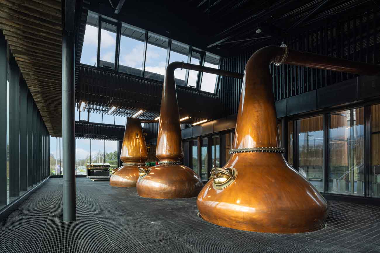 Three stills in Rosebank distillery