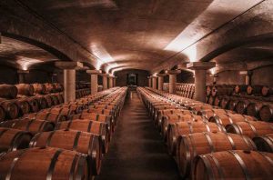 Wine cellar at Château La Garde in Bordeaux, France