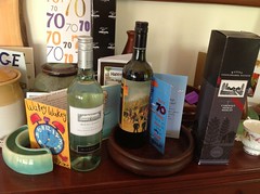 bottles of wine and cards for my 70th