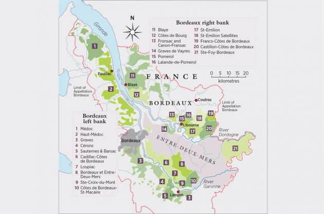 Bordeaux map Left and Right Bank