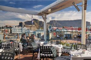 Belthazar terrace overlooking Table Mountain in Cape Town