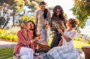 Women drinking Cap Classique sparkling wine South Africa