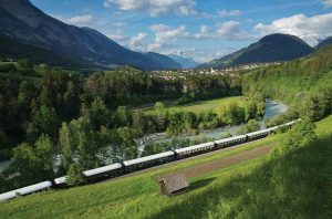 View from Veuve Clicquot Solaire Journey, aboard the luxurious Venice Simplon-Orient-Express, A Belmond Train.