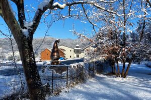 Chichibu Distillery in Japan, covered in snow