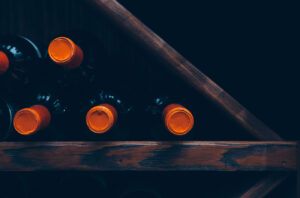 Wine bottles in cellar