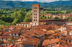 View of rooftops in Lucca