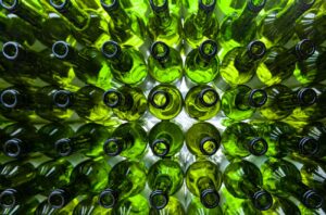 Green wine bottles