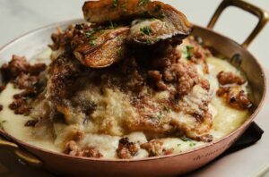 The Kitchen at Holmes white lasagne with porcini and Italian sausage