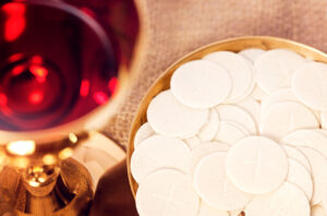 Holy Communion wine and wafers