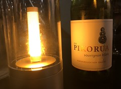 Out for dinner in Greenwich with a NZ Pikorua Sauvignon Blanc.